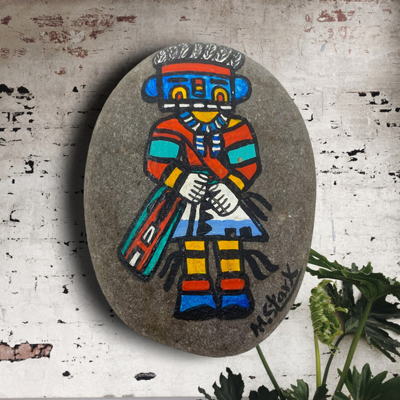 Vintage Hand Painted Pawik’china Duck Kachina Rock Signed M. Stark Artisan OOAK - Picture 1 of 4